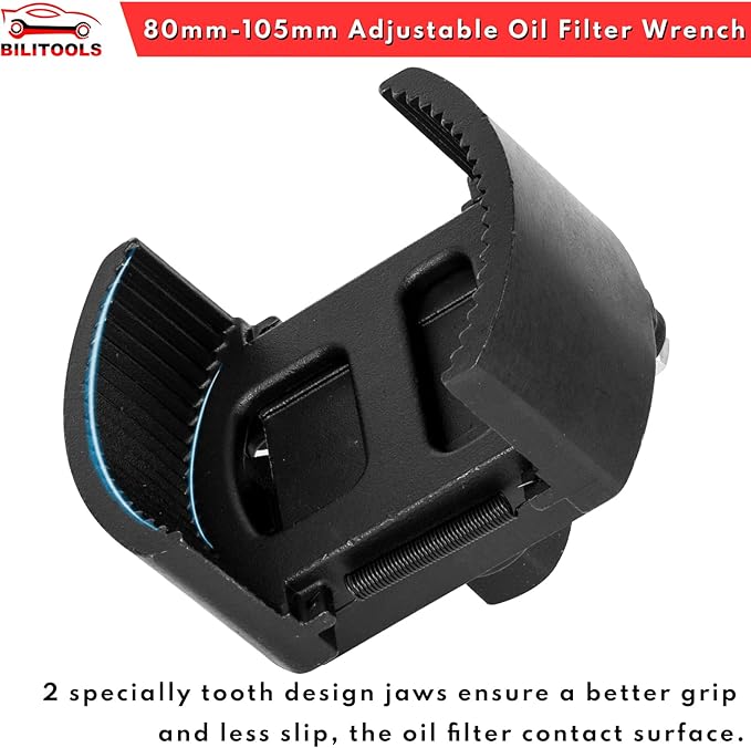 BILITOOLS Universal Oil Filter Wrench Removal Tool Adjustable, 80-105mm (3.15-4.13 inch), 1/2" Drive