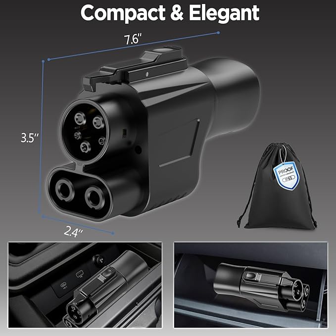 Nacs to CCS1 Adapter, 500A/1000V Tesla Charger Adapter, DC Adapter Fit for Ford, Rivian, GM, Volvo, Polestar, Nissan, Mercedes-Benz, Hyundai, Lucid, Kia, Genesis, and Honda Prologue EVs