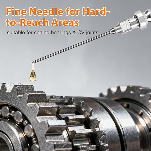 THINKWORK Mini Grease Gun Kit for 3 Oz Tubes, 3000 PSI Pistol Grip Lube Grease Guns Tool with 0.53" Coupler and Needle Nozzles - for Minor Maintenance Tasks, Automotive, Agricultural