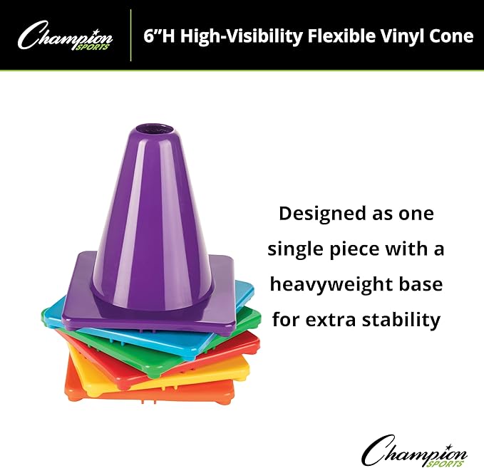 Champion Sports Hi Visibility Flexible Vinyl Cones