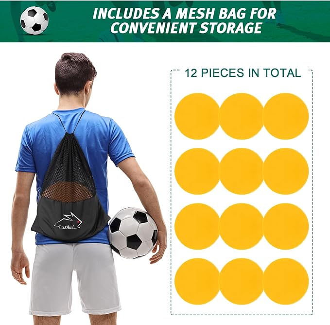 Spot Markers Rubber Floor Dots 9inch Non Slip Agility Dots Flat Cones for Kids Sports Soccer Basketball Training, Gym Training, Preschool Kindergarten Classroom