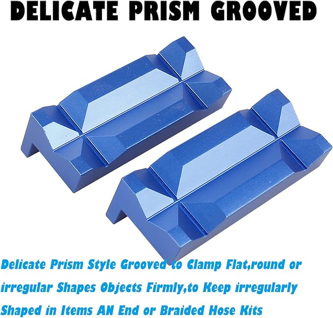 BARTOO Aluminum 4" Vise Jaws Pads, Magnetic Reversible Pipe Vise, AN Fitting Vice Jaw Covers, Professional Grade Multi-Purpose Vise Jaw Protective Inserts for Any Metal Bench Vice (4", Blue)