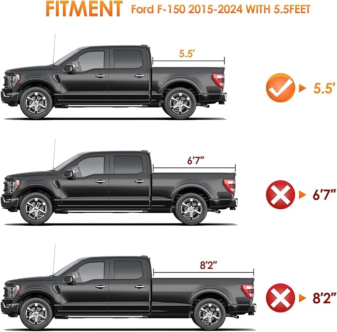 Nilight Soft Roll Up Truck Bed Tonneau Cover Compatible with Ford F150 2015 2016 2017 2018 2019 2020 2021 2022 2023 2024 2025 5.5ft