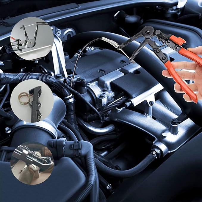 JANNO 4PCS Hose Clamp Pliers Set, Car Fuel Oil Water Hose Clamp Tool, Long Reach Wire Spring Pliers Remover Vice Grip for Automotive Coolant Radiator Heater