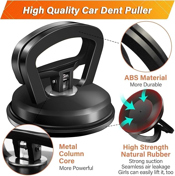 Dent Puller,3 Pack Car Dent Puller Car Dent Removal Kit Suction Cup Dent Puller Dent Remover Tool and Dent Repair Kit Handle Lifter for Cars Body,Glass,Screen,Objects Moving (Black+Orange)