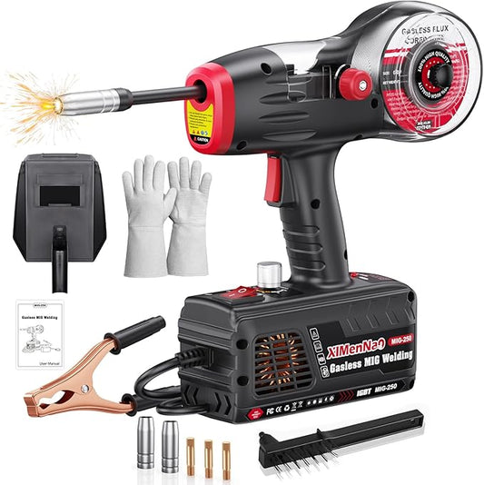 Portable MIG Welder Machine 110V: 120A Handheld Electric Welding Gun with IGBT Inverter - Flux Core Welding Machine - Hand Held Gasless Wire Feed Welding Equipment with 1 lb 0.030" Flux Core Wire