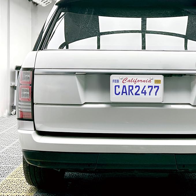 2 Pack Silver License Plate Frames, 2 Holes Rust-Proof Chrome License Plate Holder, Lengnoy Universal Car Stainless Steel Polish Mirror License Plate Cover for Women Man with Screws Caps