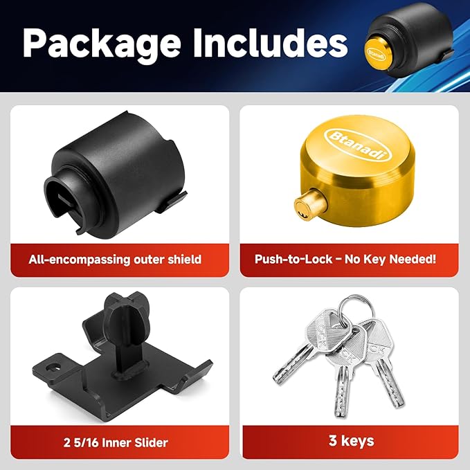 Trailer Lock Fits 2 5/16 Inch Coupler, Upgraded Heavy-Duty Steel Hitch Lock, Anti-Theft & Pry-Resistant for RV, Boat, Cargo Trailer (Yellow)