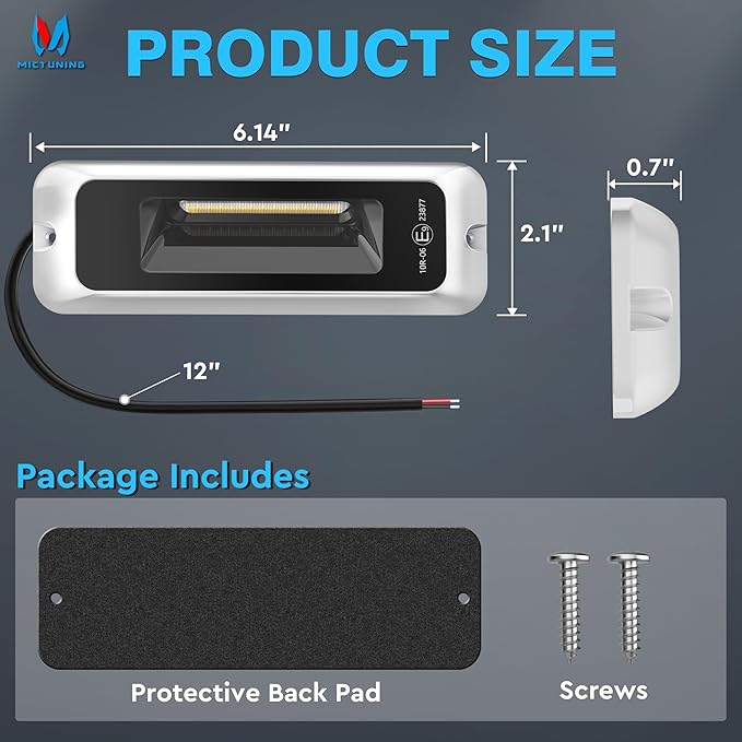 MICTUNING 6 Inch RV Exterior Porch Light, LED Utility Awning White 6000K, Outdoor IP68 Waterproof Aluminum for Garden Camper Trailer Truck SUV MPV Cabinet Hallway Boat Home