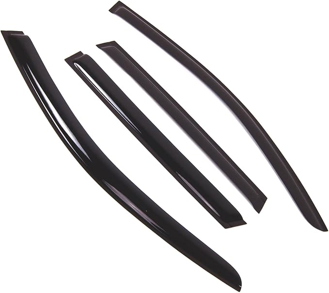 Tuningpros WD2-748 Dark Smoke 4 Pcs Set Window Visor (Outside Mount) Deflector Rain Guard Compatible with 2010-2016 Volkswagen Touareg