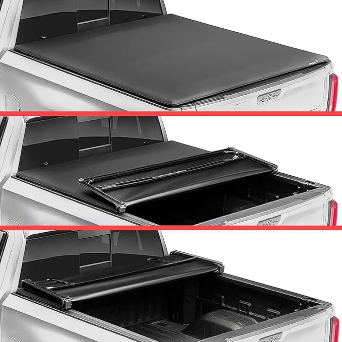 Soft Tri-fold Truck Bed Tonneau Cover Compatible with 5.8 FT for 2019-2026 Chevy Silverado/GMC Sierra 1500 Fleetside 5.8 Feet Bed w/o Multi-Flex Tailgate