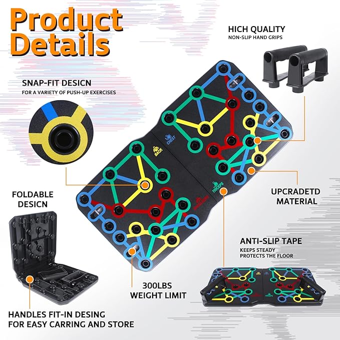 AERLANG 26.2" x 13.8" Extra Large Push Up Board, Portable 30-in-2 Workout Set for Push Up, Multi-functional Pushup Stands for Strength Training, Fat Burning Push Up Bar for Home Gym, Perfect Chest Workout Equipment for Men & Women