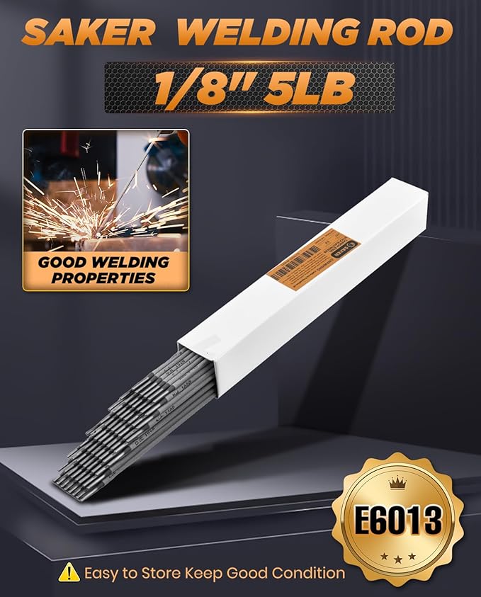 Saker E6013 Welding Rod 1/8'' 5LB Carbon Steel Stick Welding Electrodes