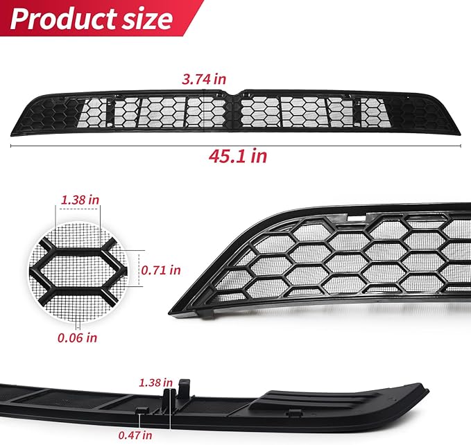 AggAuto Grille Mesh Insert Compatible with Tesla Model Y Juniper 2025 2026, Front Air Inlet Vent Grille Inserts Cover Replacement, 2 Pcs Model Y Accessories Black