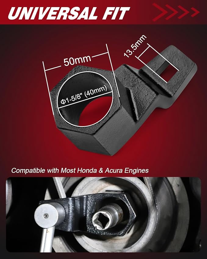 BETOOLL 50mm Crankshaft Crank Pulley Wrench Holder Tool Removal Holding Spanner kit Compatible with Honda and Acura Engines