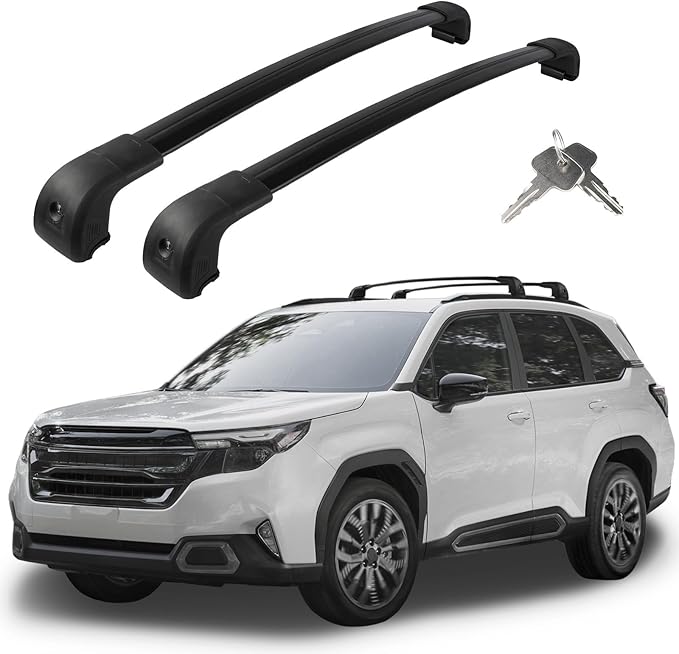 Roof Rack Cross Bars Compatible with Subaru Forester Sport/Touring 2025 2026, Adjustable Aluminum Heavy Duty 300 LBS Anti-Theft Lock Cargo Carrier Rooftop Crossbar for Bike, Snowboard, Luggage