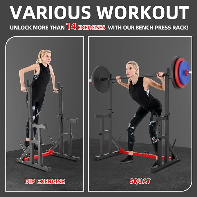 VANSWE Squat Rack for Home Gym, Weight Lifting Bench Press Rack, Fitness Adjustable Barbell Stand