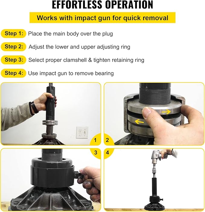 VEVOR Carrier & Pinion Bearing Puller, Compatible with Dana 30, 40, 60, 70, Ford 9" Bearings, Pinion Puller Tool with 2 Clamshells, 45# Steel Clamshell Carrier Bearing Puller for Auto Repair
