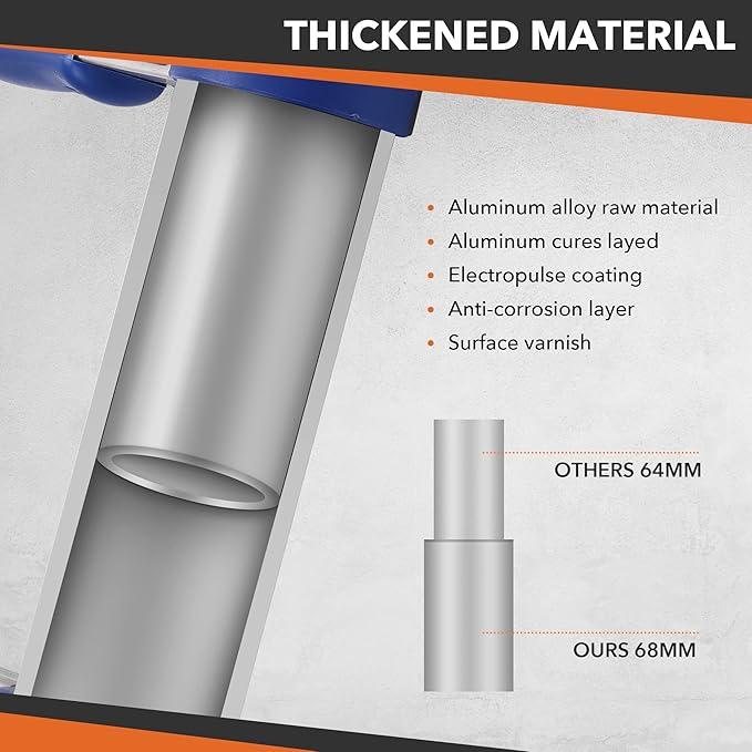 12.5FT Aluminum Extension Ladder, Telescoping Ladder w/Triangle Stabilizers and Non-Slip Feet, 330lbs Capacity Lightweight Retractable Ladder for Work, RV and Outdoor Blue