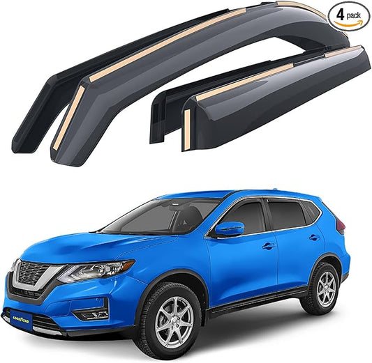 Goodyear Shatterproof in-Channel Window Deflectors for Nissan Rogue 2014-2020, Window Visors for Cars, Car Accessories, Rain Guards, Vent Deflector, 4 pcs - GY003424