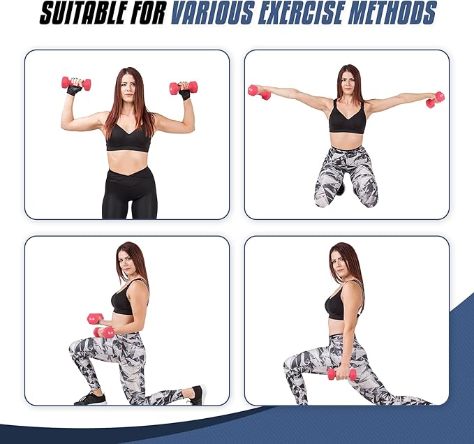 MADOG Dumbbell Set, Anti-Slip Neoprene Coated Hexagon Hand Weights for Home Gym Equipment Workouts Strength Training