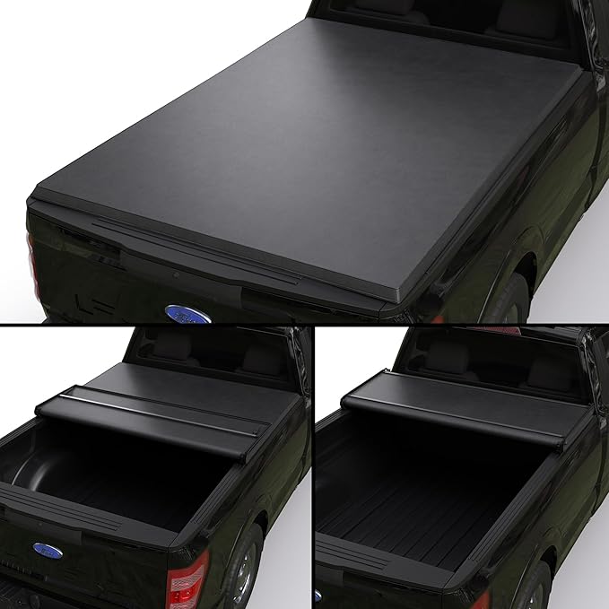 Soft Tri-Fold Truck Bed Tonneau Cover Compatible with 2015-2026 Ford F-150 | 6.5' Bed (78") | CFST-017