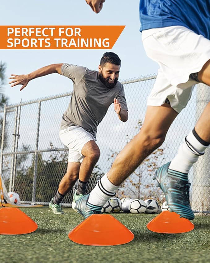 duskeep100/50 Pack Soccer Cones, Disc Cones for Sports Training with Mesh Bag, Sports Cones for Training Drills Practice