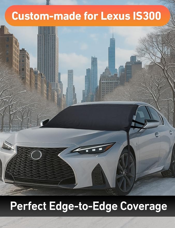 EcoNour Car Snow Cover Compatible for Lexus IS300 | Windshield Cover for Ice and Snow with S-Hook Straps | Heavy-Duty 600D Oxford Winter Car Cover, Waterproof & Anti-Slip