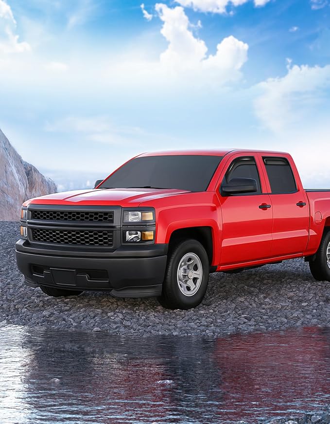 in-Channel Window Rain Guards Fit for 2014-2018 Chevy Chevrolet Silverado/GMC Sierra Crew Cab Truck Extra Durable Window Visors Window Deflectors Vent Visors Vent Shades Car Accessories-4 pcs