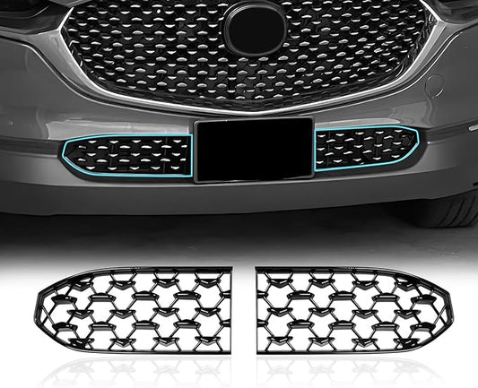 LUWU Front Grill Mesh Compatible With 2020-2025 2026 Mazda CX-30 Front Mesh Grill Inserts Trims Front Mesh Grille Cover Guard for 2025 2026 Mazda CX30 Car Exterior Accessories ABS Material 2PCS