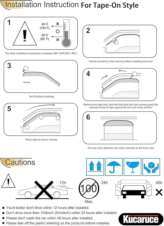 94655 Side Window Wind Deflector,Nice Window Visor fit for 2007-2011 Honda CR-V, 4pcs Outside Mount Tape-On Sun Rain Guards Set