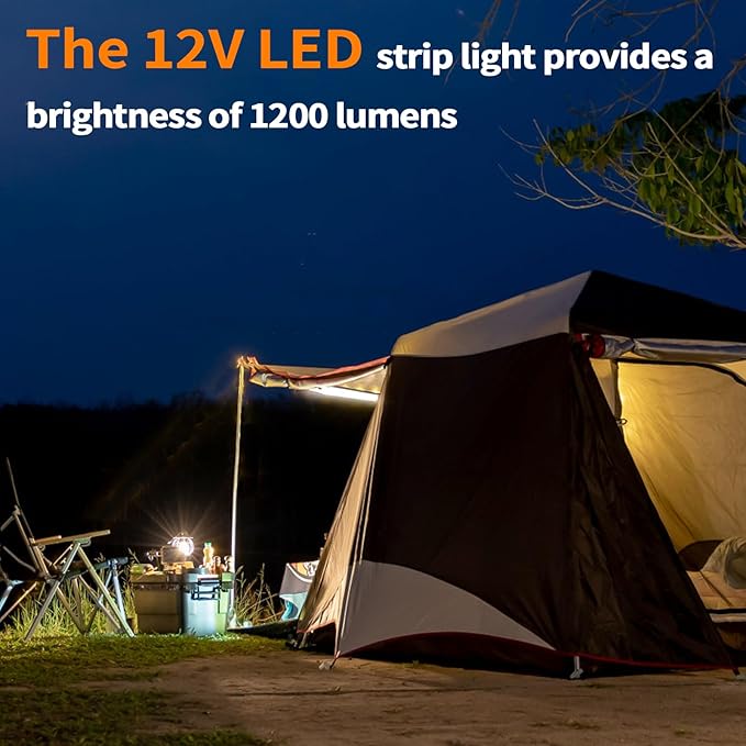 12V Led Light Strip,RV Awning Lights with 2835 LED Chips,IP68 Waterproof Led Light Bar for Outdoor Camping and Overland