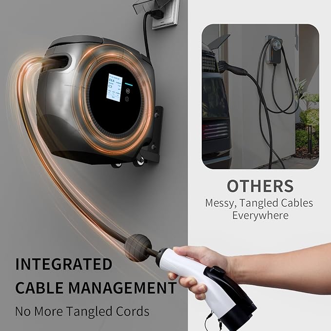 Level 1 EV Charger for J1772 Electric Cars – 110V 16A, 26FT Cable, NEMA 5-15 Plug, Wi-Fi Support, Portable Connector for Home or Travel (Black)