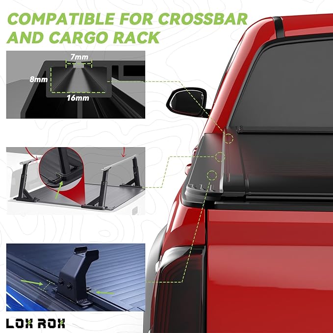 Retractable Hard Truck Bed Tonneau Cover for Toyota Tacoma 2016-2023(5'/60")| Durable, Waterproof, Easy to Install | Enhanced Security & Sleek Design | Aluminum | No Drilling Required (Tacoma16-23)