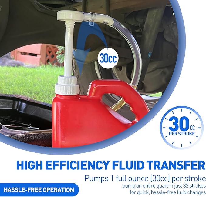 Yoursme Fluid Oil Pump for Gallon Bottles and Wide Mouth Quart Bottles (Don’t fit Standard Quart Bottles) Hand Pump Transfer Gear Oil, Transmission and Differential Fluid, 30cc Per Stroke