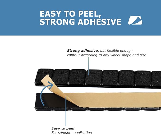 1/4 Oz Black Stick on Wheel Weights (1box，576pcs,144oz), Adhesive Backed Wheel Weights for Cars, Trucks, SUVs, Motorcycles, Low Profile