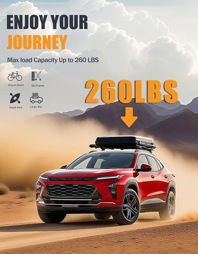 KINGGERI 260lbs Lockable Roof Rack Cross Bars Compatible with Chevy Chevrolet Blazer EV 2024 2025 2026, Heavy Duty All Aluminum Crossbars Rooftop Cargo Basket Luggage Kayak Canoe Snowboard Bike