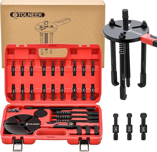 33-in-1 Bearing Puller Kit, Upgraded Heavy-Duty Wheel Bearing Removal Tool & Blind Hole Puller Set with Non-Slip Handle for Automotive, Industrial, Farm Use, Includes Portable Case