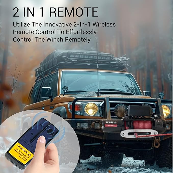 10000lbs Electric Vehicle Winch, Waterproof IP67 85ft Red Synthetic Rope Truck Winch with Wireless Handheld Remote, 12V Power Winch Winch for Towing UTV Off Road Vehicle