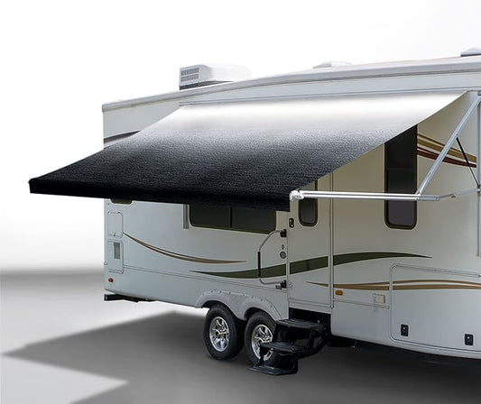 RecPro RV Awning Fabric Replacement | Width Options from 8 Feet to 22 Feet | Variety of Color Options | 8' (96") Length RV Awning | Premium Vinyl (12' - Actual Width 11' 1", Charcoal Fade)