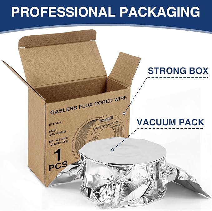 1-Pack 0.035" Flux Core Welding Wire, E71T-GS Low Splatter Gasless Mild Carbon Steel Mig Welding Wire, Compatible With Most Welder, 10-Pound Each