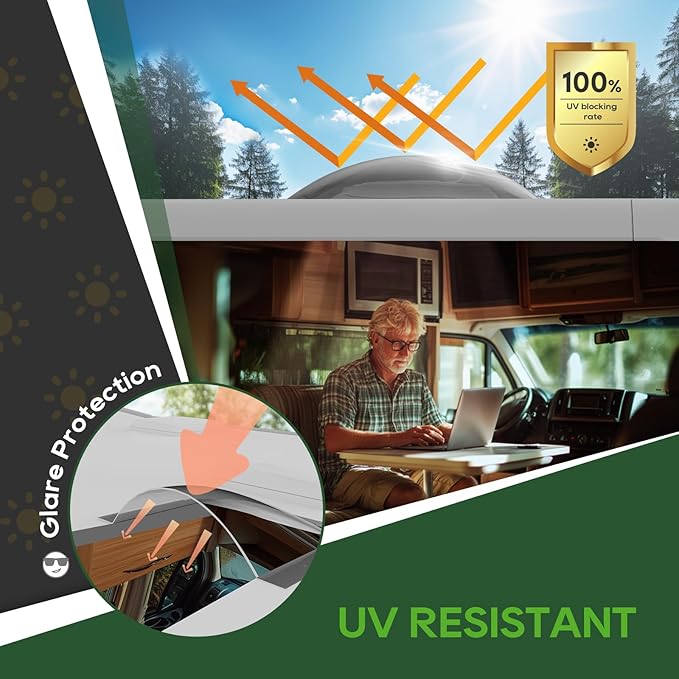 RVGUARD RV Skylight Replacement, 18" x 34" Outer Dimension Skylight Fits All Standard 14" x 30" Openings, RV Skylight for Camper Trailer Fifth Wheel Truck, UV Resistant, Impact Resistant, Smoke