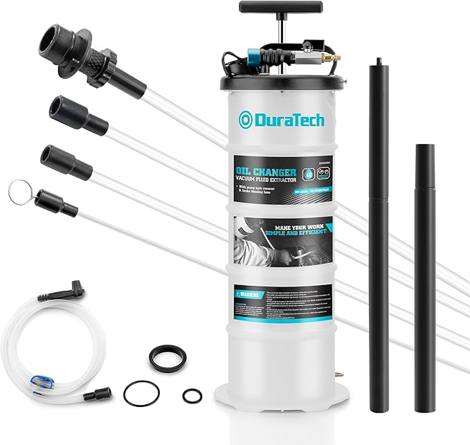 DURATECH 6.5L Oil Extractor Pump Pneumatic/Manual, Fluid Extractor with Pipe Storage Units, Oil Vacuum Pump Extractor with Comprehensive Accessories, Automotive Oil Extractor for Oil Change