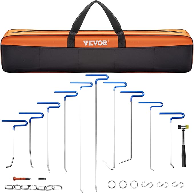 VEVOR Rods Dent Removal Kit, 20 Pcs Paintless Dent Repair Rods, Stainless Steel Dent Rods, Whale Tail Dent Repair Tools, Professional Hail Dent Removal Tool For Minor Dents, Door Dings And Hail Damage