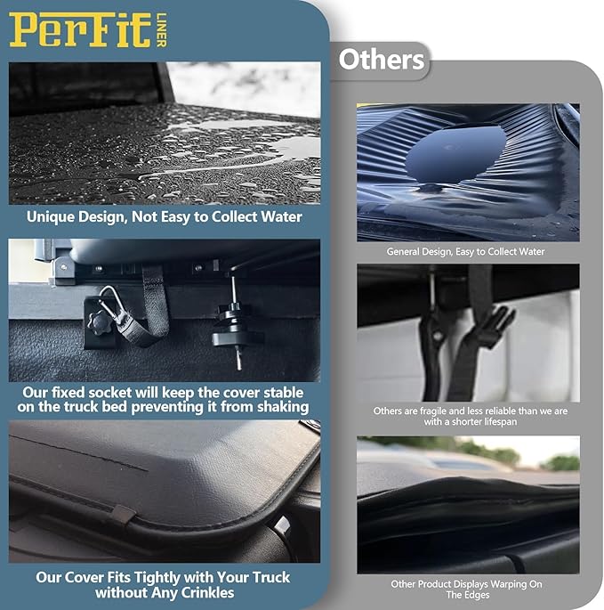 Perfit Liner 8.0 FT (96") Bed Soft Roll Up Tonneau Cover for 1999-2016 Ford F-250 F-350 F-450 Super Duty Styleside/Fleetside Long Box Truck Cargo Topper, Softtop (NOT for Flareside/Stepside)