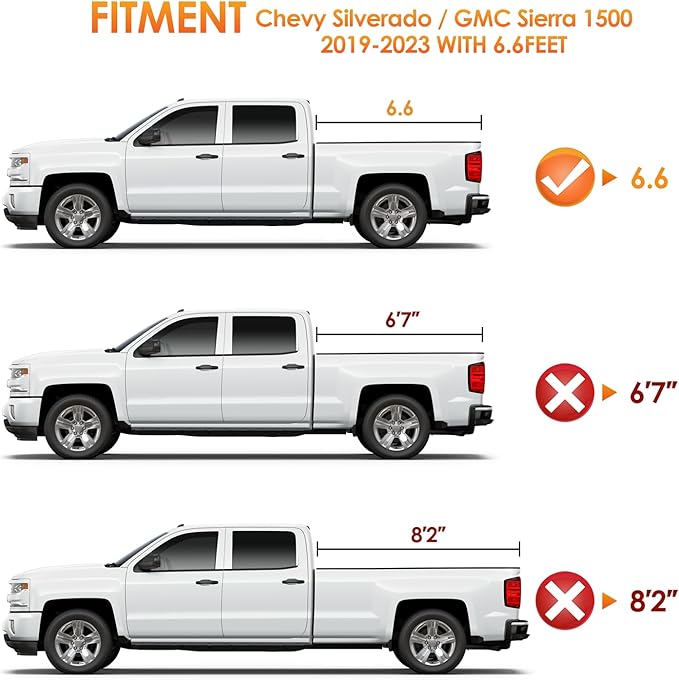 Nilight Soft Roll Up Truck Bed Tonneau Cover Compatible with Chevy Silverado 1500/ GMC Sierra 1500 2019 2020 2021 2022 2023 2024 2025 6.6ft
