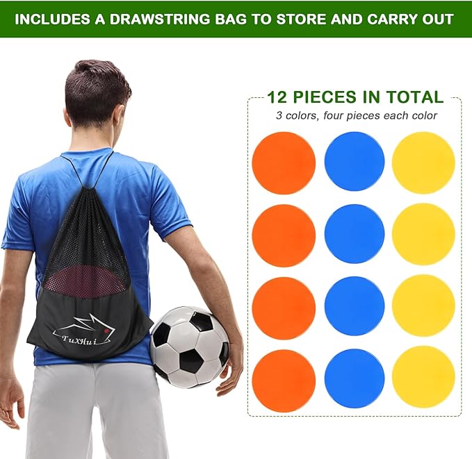 Spot Markers Rubber Floor Dots 9inch Non Slip Agility Dots Flat Cones for Kids Sports Soccer Basketball Training, Gym Training, Preschool Kindergarten Classroom