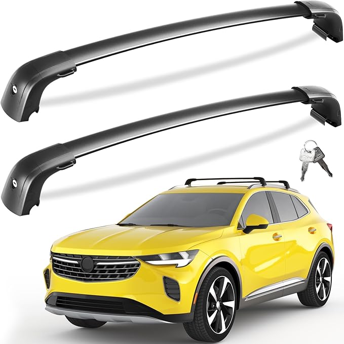 Tuyoung Roof Rack Cross Bars Compatible with Buick Envision 2021-2026 (with Flush Side Rails), 220lbs Lockable Aluminum Roof Rails Crossbars Bars Rooftop Cargo Carrier Luggage Black