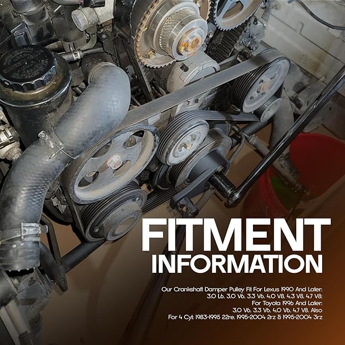 Crankshaft Damper Pulley Holding Holder Harmonic Tool Harmonic Damper Pulley Remove Tool Compatible with Toyota Lexus 3.0 L6, 3.0 V6, 3.3 V6, 4.0 V8, 4.3 V8, 4.7 V8 with 2PCS Crank Bolts