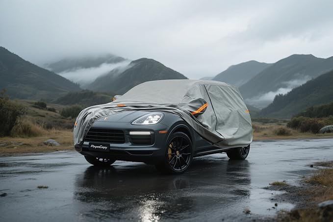 Kayme Heavy Duty Car Cover Custom Fit Porsche Cayenne, Waterproof All Weather for Automobiles, Full Exterior Covers Rain Sun UV Protection.